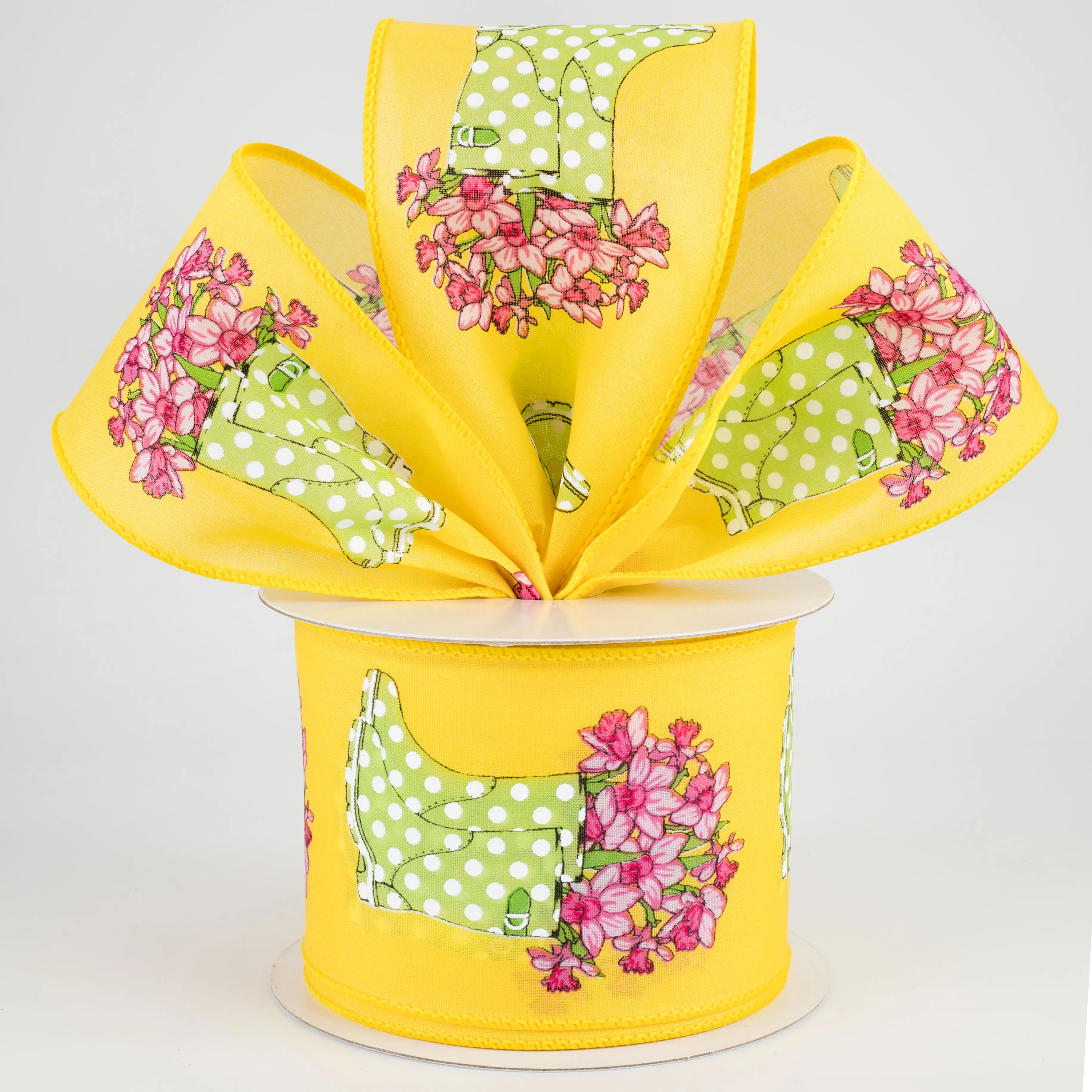 2.5" Rain Boots Daffodil Ribbon: Yellow (10 Yards)