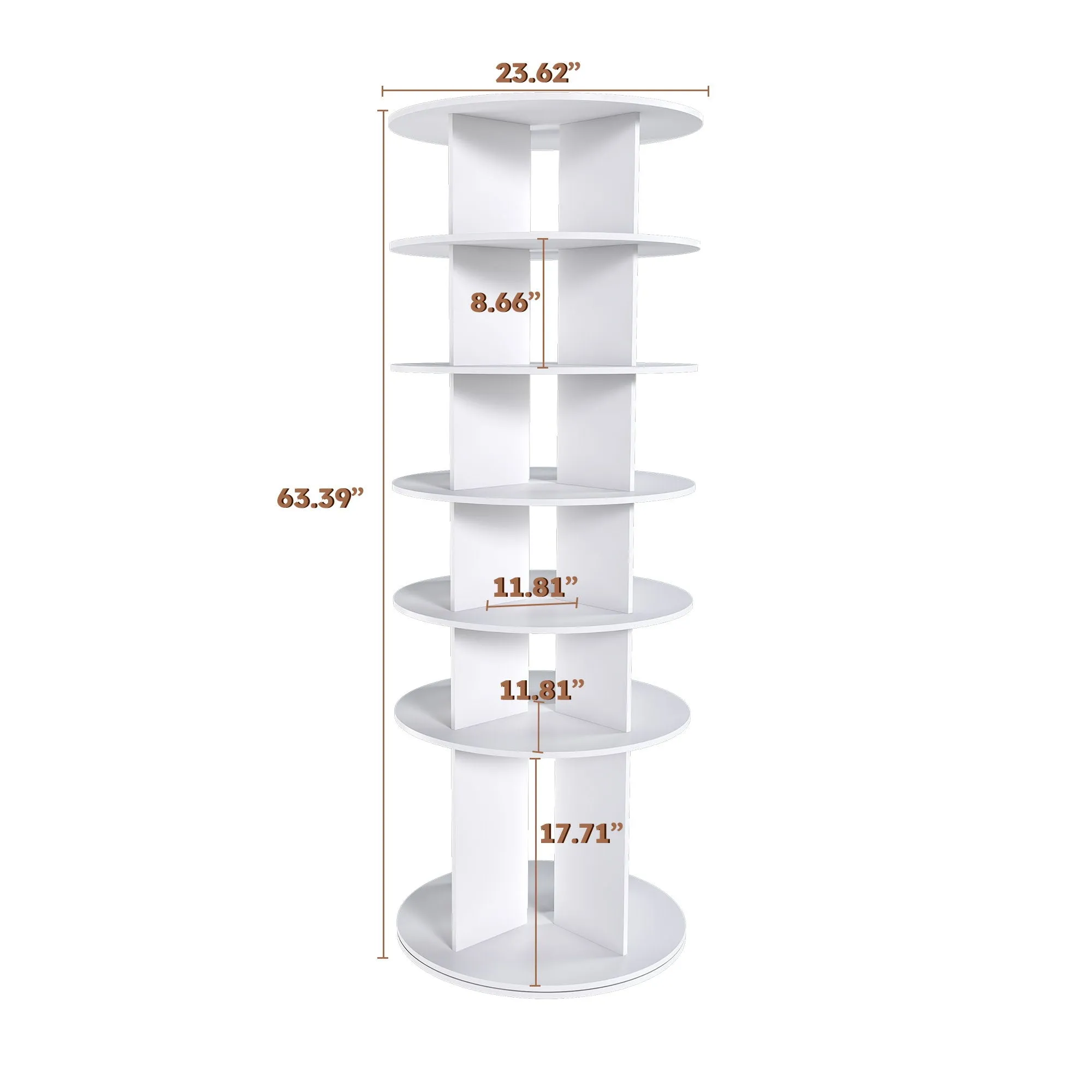 6 Tier Spinning Shoe Rack, Free Standing 360 Revolving Shoe Organizer - White by Couch.com