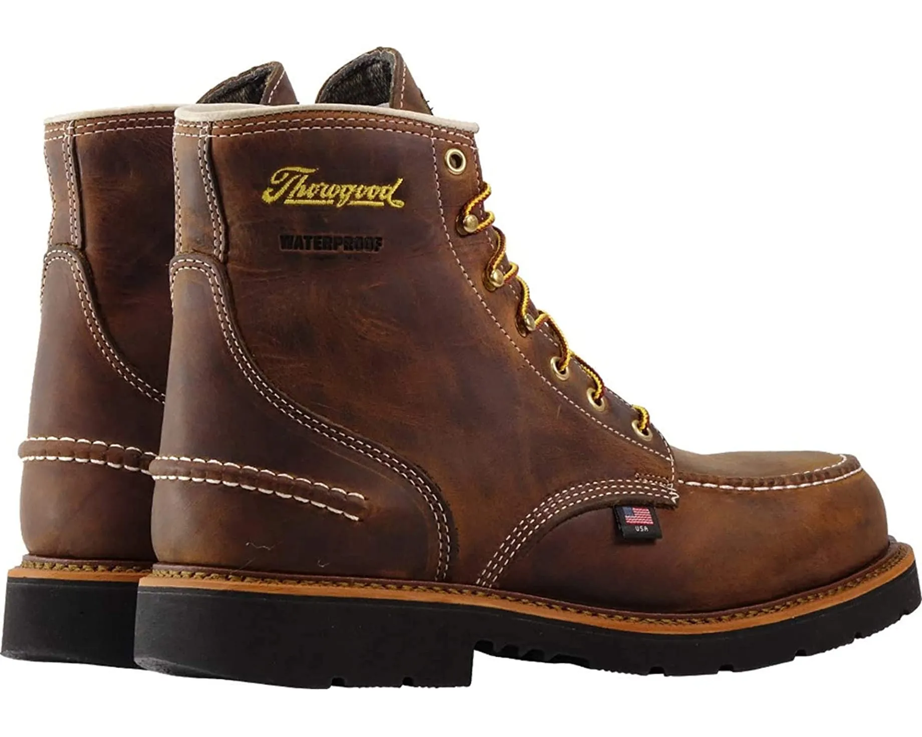 American Heritage 6" Moc Toe Safety Waterproof Thorogood Boots, Crazy Horse