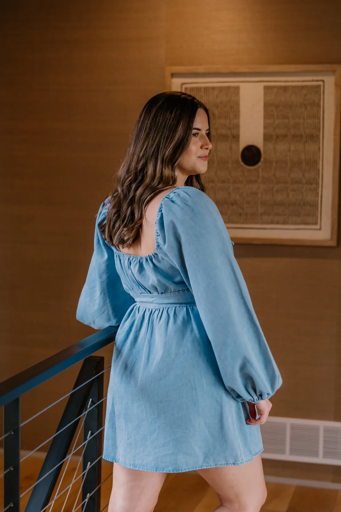 Ashtyn Ruched Mini Dress | Light Denim