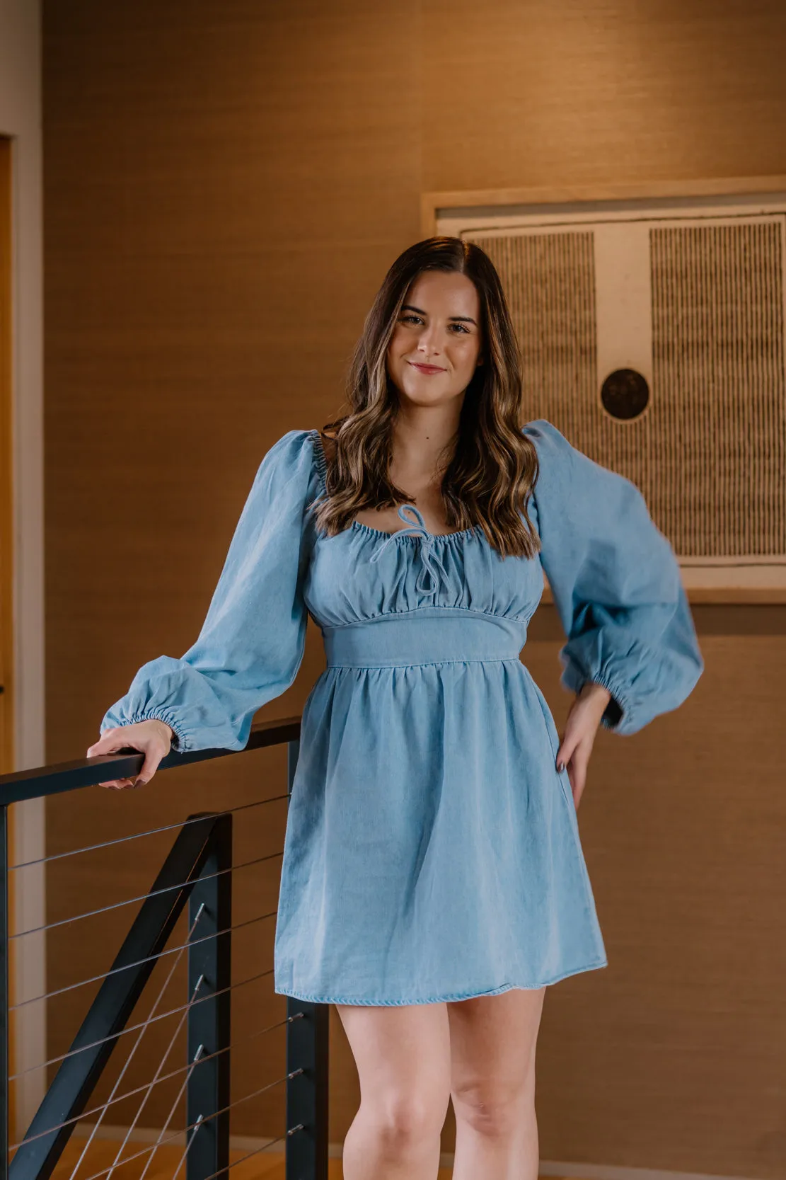 Ashtyn Ruched Mini Dress | Light Denim
