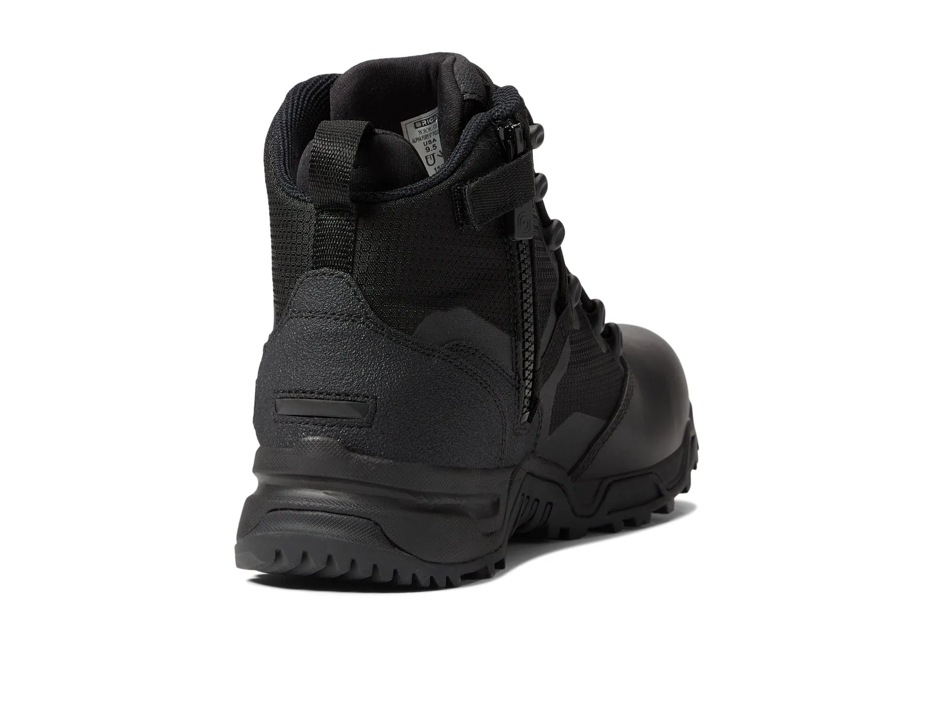 Boots Original S. Alpha Fury 6" Side Zip Leather Toe Waterproof, black