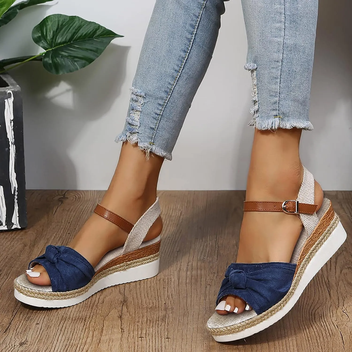 Cathalem Orthopedic Sandals for Women Casual Strappy Low Wedges Slip on Sandals Zipper Beach Sandals Dress Shoes