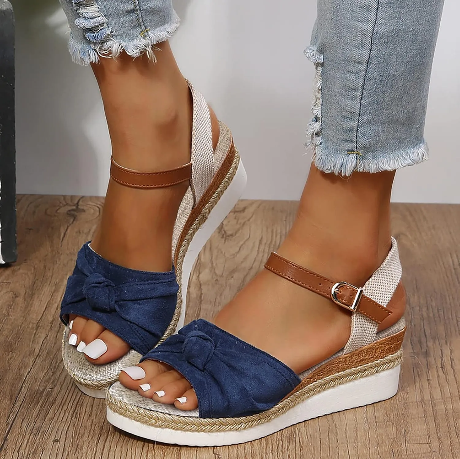 Cathalem Orthopedic Sandals for Women Casual Strappy Low Wedges Slip on Sandals Zipper Beach Sandals Dress Shoes
