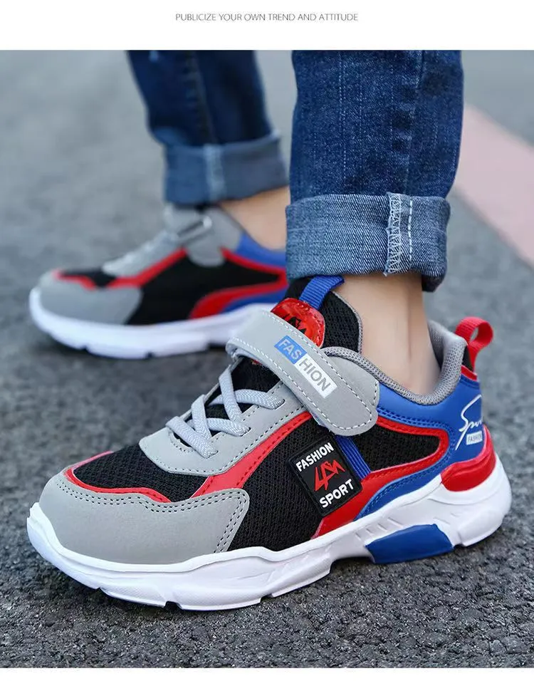 Children's Fashion Sports Shoes Boys Running Breathable Shoes Kids Winter Outdoor Lightweight Leather Sneaker - YBSD50471