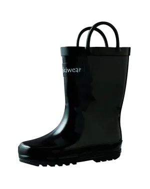 CHILDREN’S RUBBER RAIN BOOTS, JET BLACK