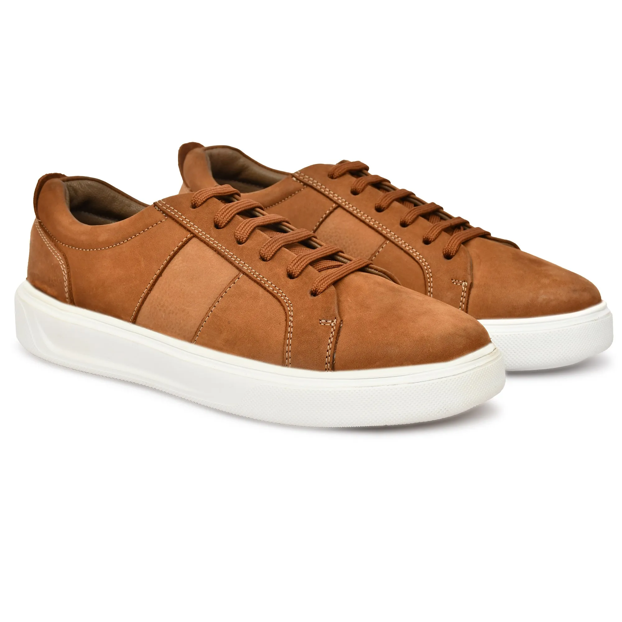 Country Maddox Tan Nu-Buck Leather Sneakers: Comfortable & Stylish Footwear
