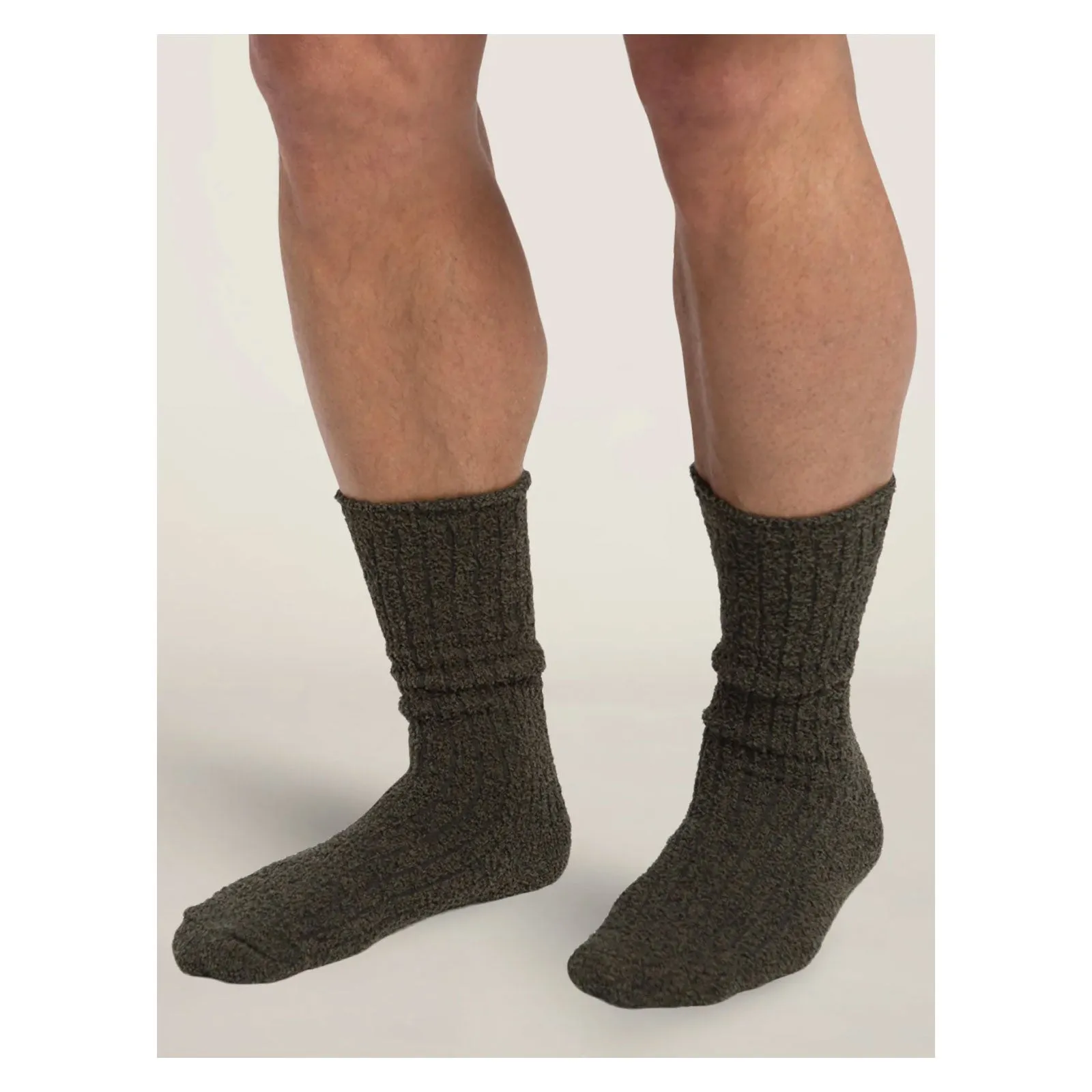 CozyChic® Men's Ribbed Socks in Heathered Olive / Carbon