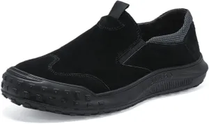 Cubicbee Men's Suede Slip on Non-Slip Durable Softsole Loafers,Casual Outdoor Low-top Safety Hiking Driving Shoes Orthopedic Softsole Pain Relief Walking Lightweight Boat Shoe
