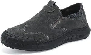 Cubicbee Men's Suede Slip on Non-Slip Durable Softsole Loafers,Casual Outdoor Low-top Safety Hiking Driving Shoes Orthopedic Softsole Pain Relief Walking Lightweight Boat Shoe