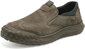 Cubicbee Men's Suede Slip on Non-Slip Durable Softsole Loafers,Casual Outdoor Low-top Safety Hiking Driving Shoes Orthopedic Softsole Pain Relief Walking Lightweight Boat Shoe