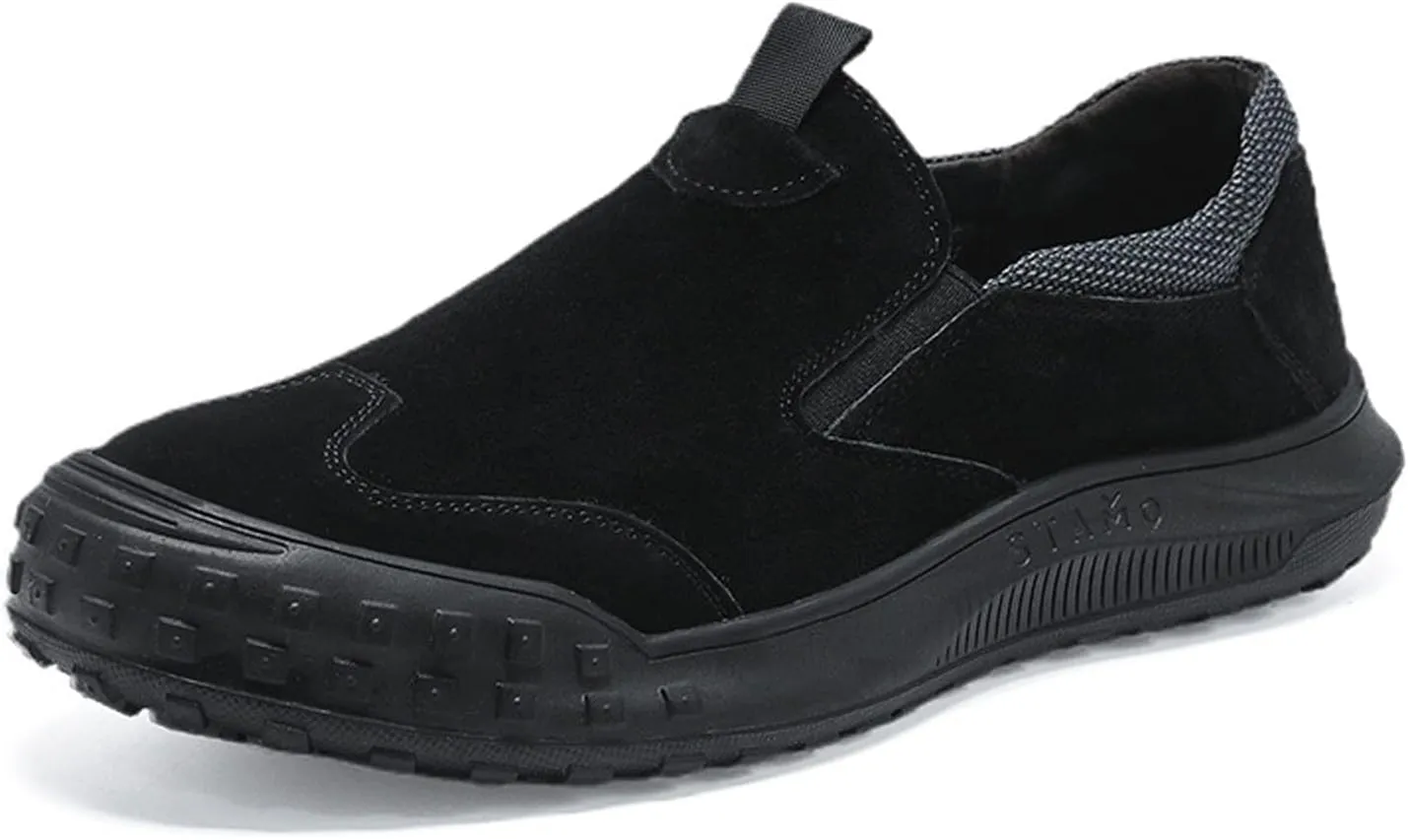 Cubicbee Men's Suede Slip on Non-Slip Durable Softsole Loafers,Casual Outdoor Low-top Safety Hiking Driving Shoes Orthopedic Softsole Pain Relief Walking Lightweight Boat Shoe