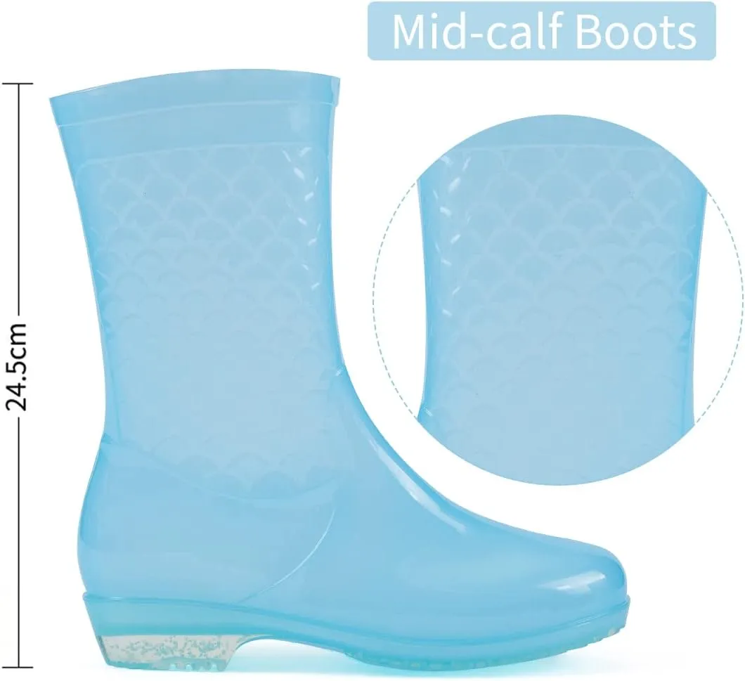 Fiedaz Rain Boots for Women Waterproof Garden Boots Anti-Slip Rain Boots Ladies Candy Color Lightweight Boots