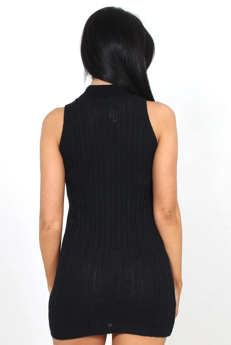 Frauna Black Ribbed Boydcon Dress
