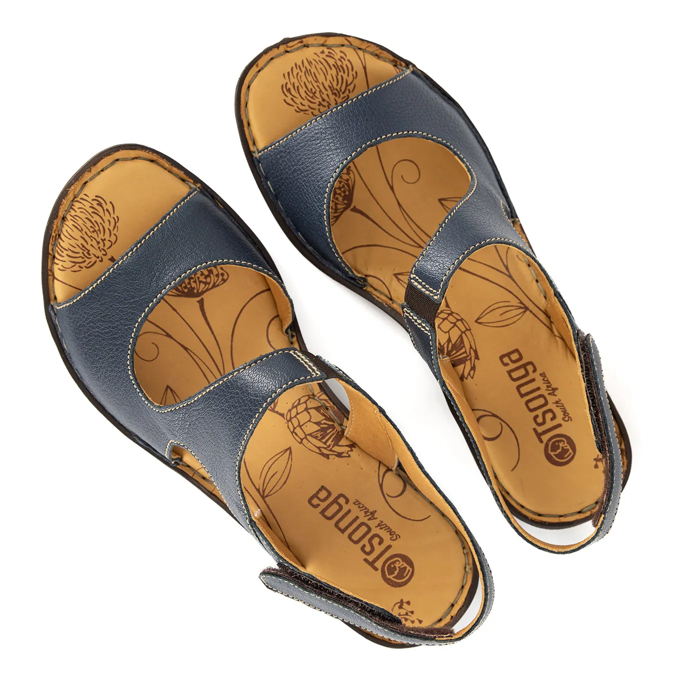 Gadla : Ladies Leather Sandal in Denim Cayak