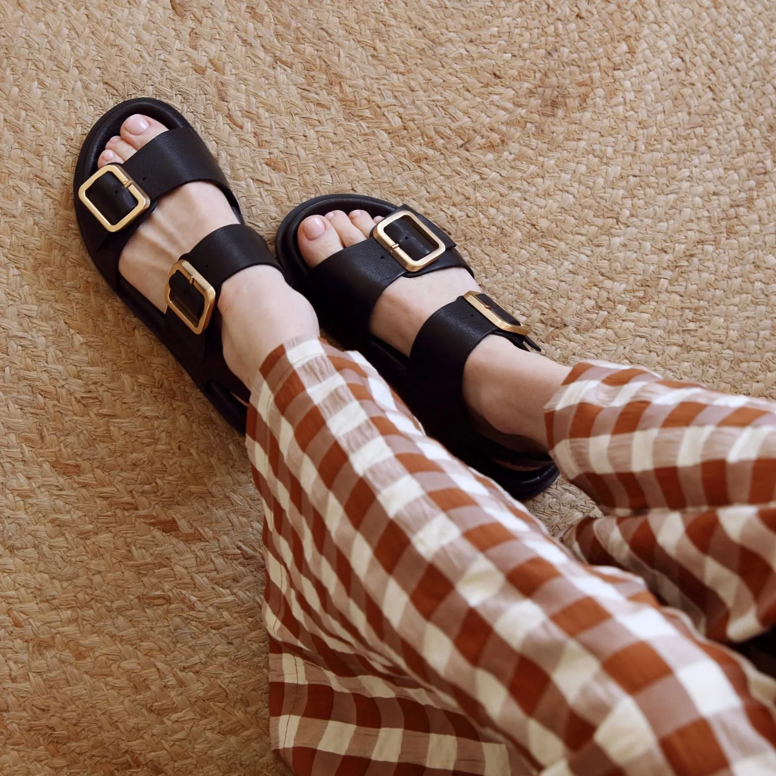 Gala: Black Two Bar Back Strap Sandals