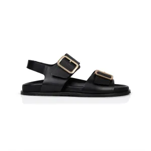 Gala: Black Two Bar Back Strap Sandals
