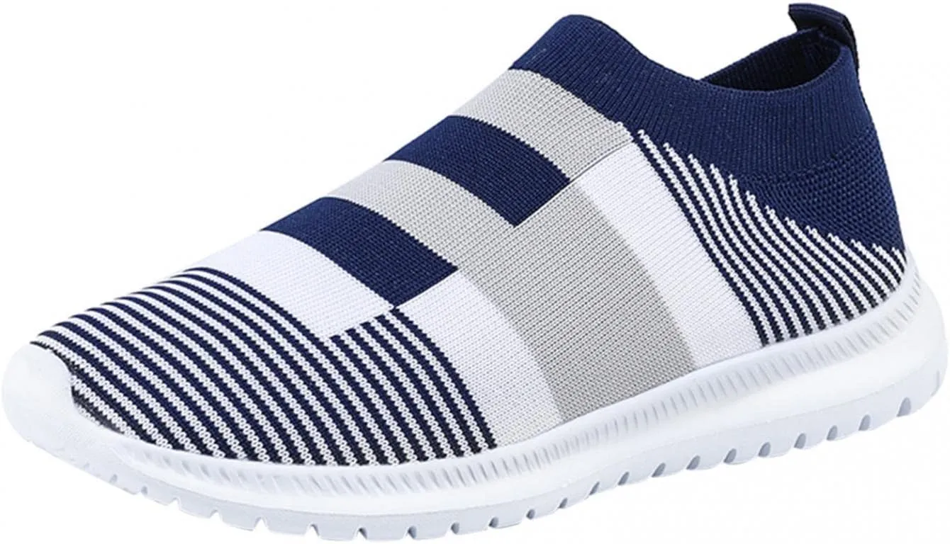 Hbeylia Women's Slip On Mesh Breathable Sneakers Walking Running Hiking Sports Shoes Fashion Athletic Low Heels Anti Skid Athletic Tennis Trainer Work Nursing Shoes for Ladies