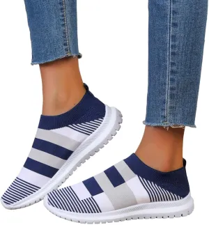 Hbeylia Women's Slip On Mesh Breathable Sneakers Walking Running Hiking Sports Shoes Fashion Athletic Low Heels Anti Skid Athletic Tennis Trainer Work Nursing Shoes for Ladies