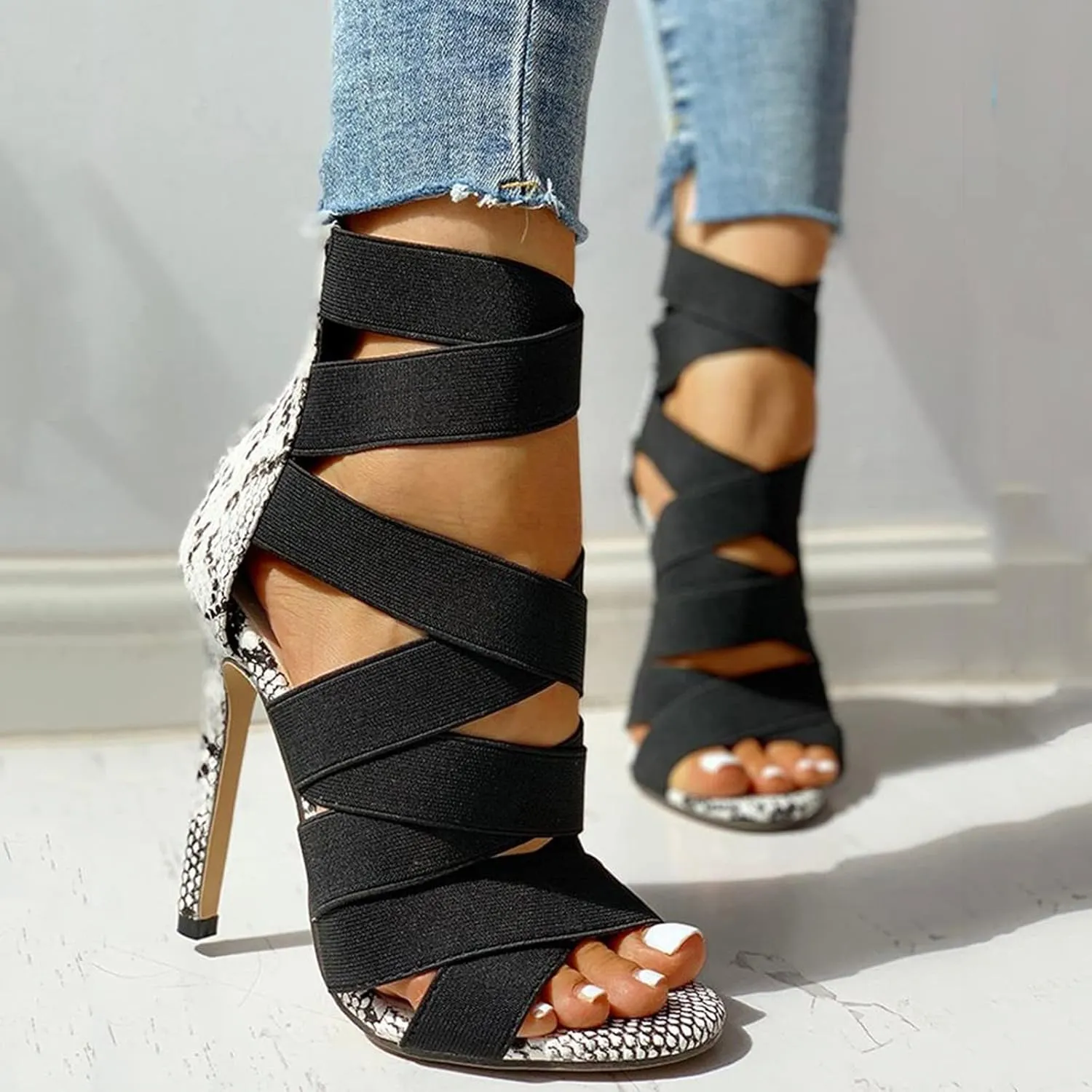 Heels for Women High Heel Dress Sandals Summer Fine Open Toe Party Fashion Stiletto Strap Sexy High Heels Sandals