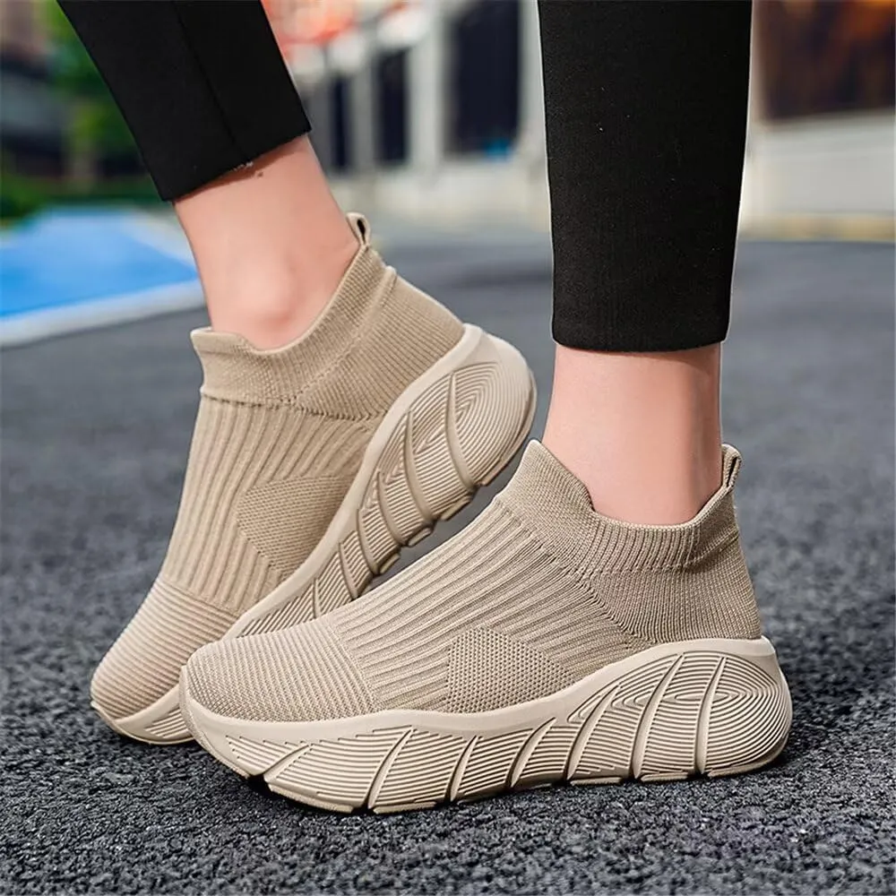Jakcuz Women's Slip on Walking Shoes Non-Slip Comfortable 6cm Thick Sole Cushioning Fashion Sneakers Loafers Plus Size
