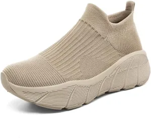 Jakcuz Women's Slip on Walking Shoes Non-Slip Comfortable 6cm Thick Sole Cushioning Fashion Sneakers Loafers Plus Size