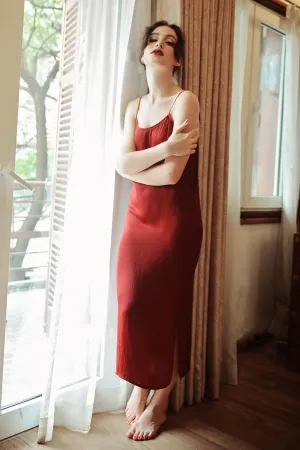 JANEY Long Silk Slip Dress