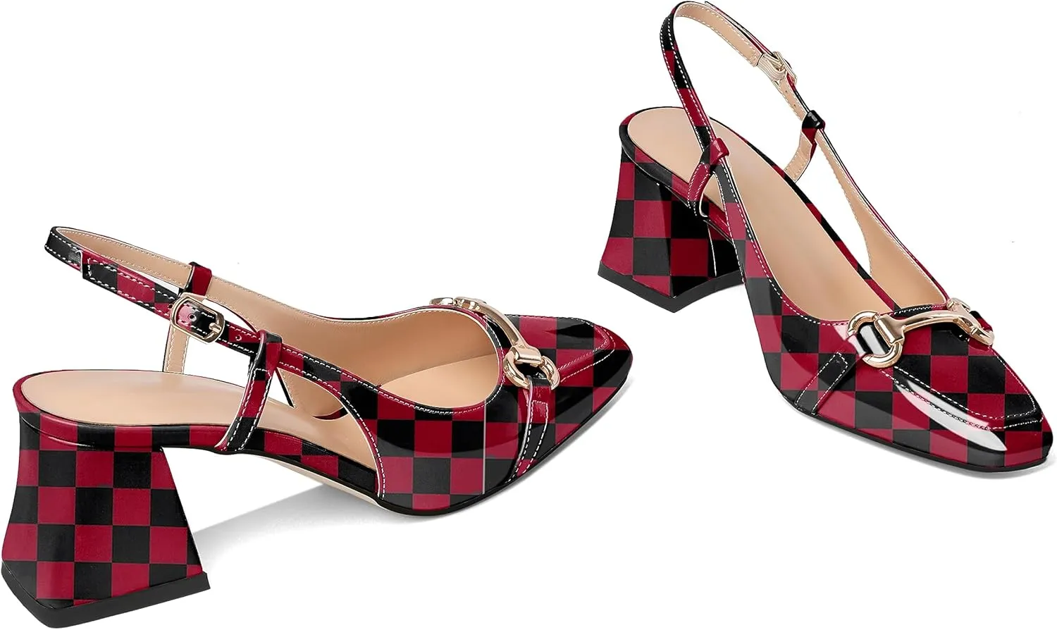 Joseywade Slingback Low Block Chunky Heels Pumps Slanted Heels Loafers 2.5" Closed Toe Shoes Women Heeled Sandals