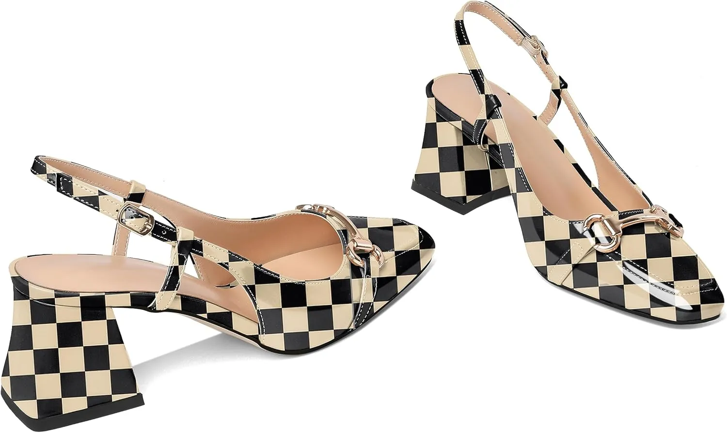 Joseywade Slingback Low Block Chunky Heels Pumps Slanted Heels Loafers 2.5" Closed Toe Shoes Women Heeled Sandals
