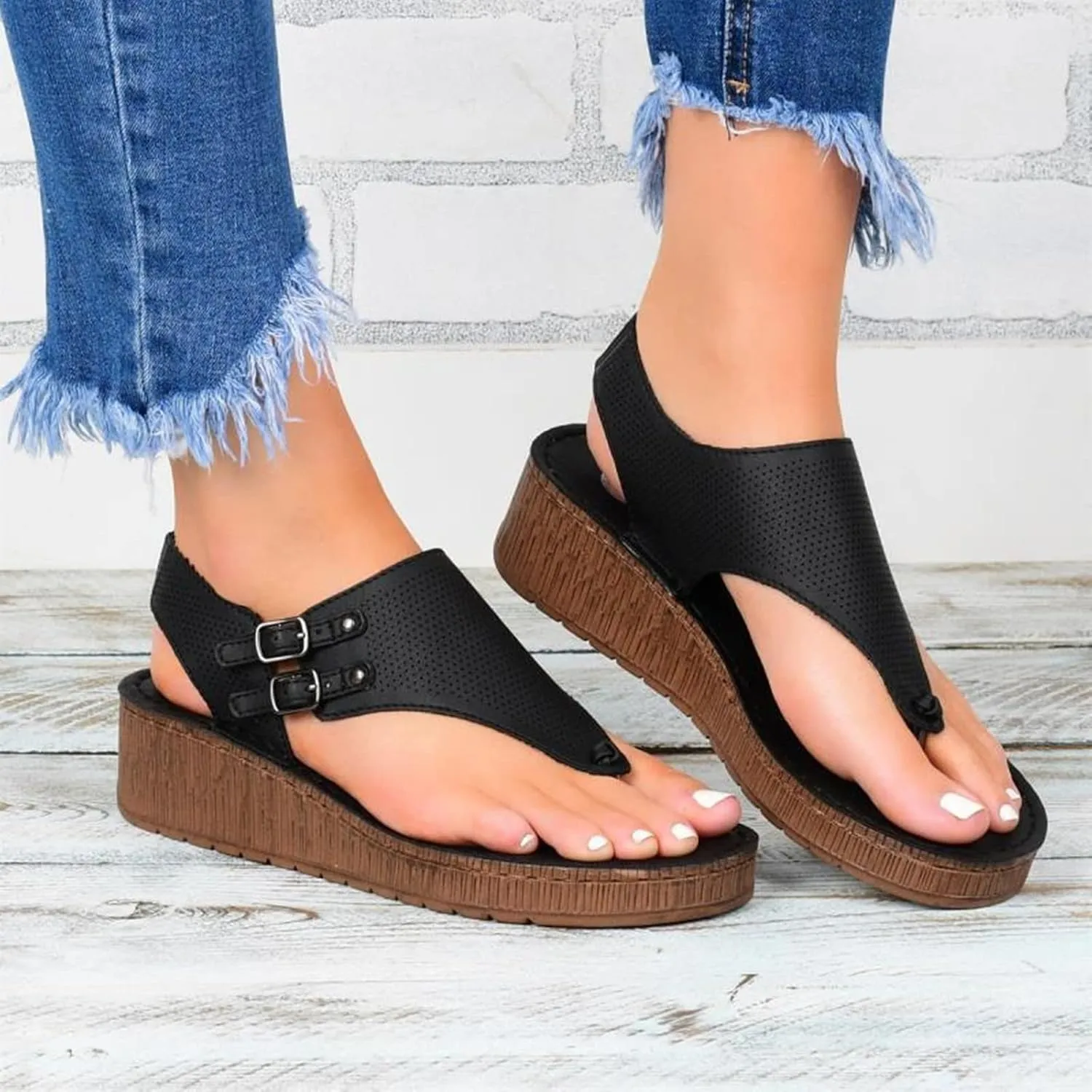 Ladmiple Sandals for Women Comfy Fashion Flip Flops Platform Sandal Casual Beach Clip Toe Slipppers Shoes Dressy Summer
