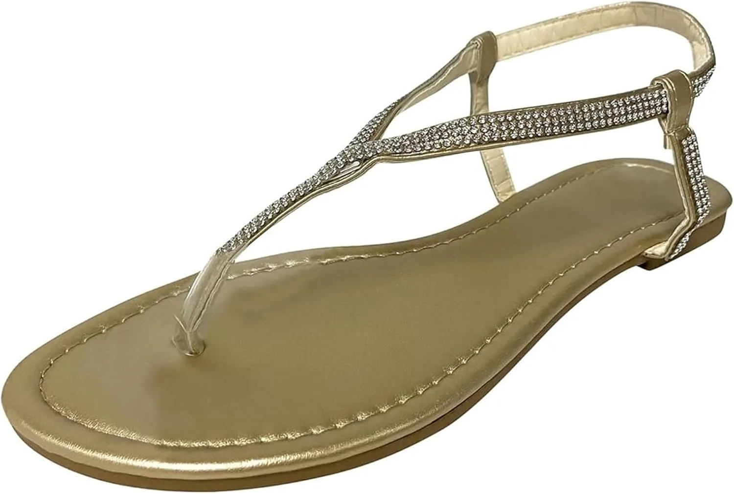 Ladmiple Sandals for Women Dressy,Women's Fashion 2023 Crystal Flip Flops Sandals Roman Casual Beach Flat Sandal Shoes