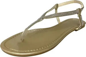 Ladmiple Sandals for Women Dressy,Women's Fashion 2023 Crystal Flip Flops Sandals Roman Casual Beach Flat Sandal Shoes