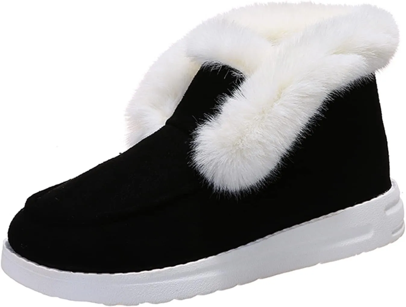 Ladmiple Winter Boots For Women Warm Fur Lined Snow Boots Outdoor Ankle Booties Slip On Comfortable Fashion Loafers Shoes