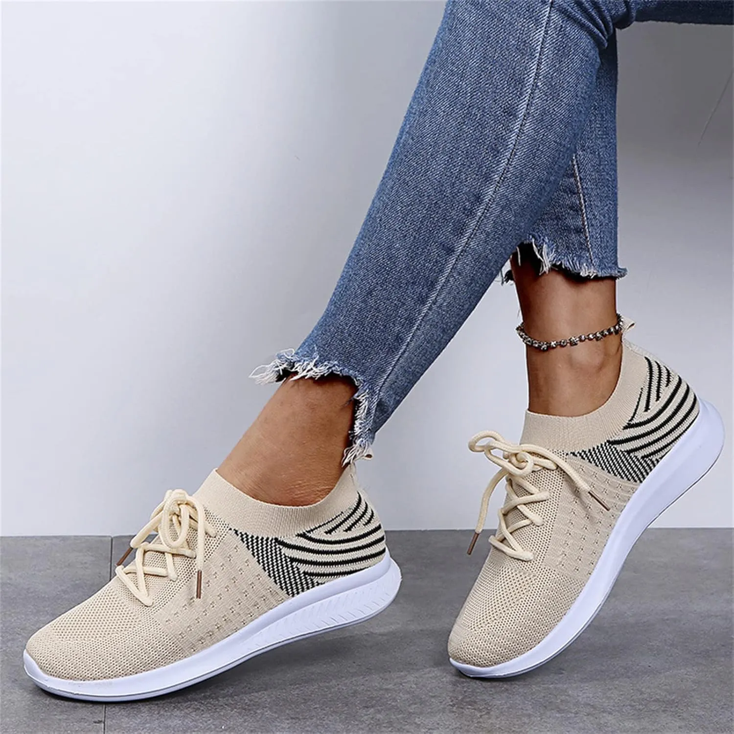 Lausiuoe Sneakers For Women Walking Shoes Slip On Comfort Light Weight Mesh Tennis Shoes Casual Sneakers for Gym Work