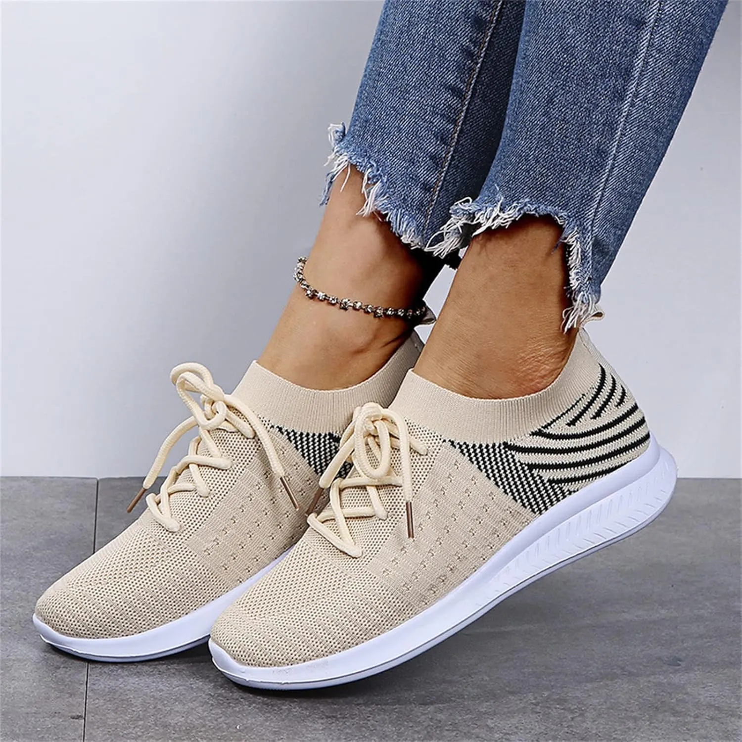 Lausiuoe Sneakers For Women Walking Shoes Slip On Comfort Light Weight Mesh Tennis Shoes Casual Sneakers for Gym Work