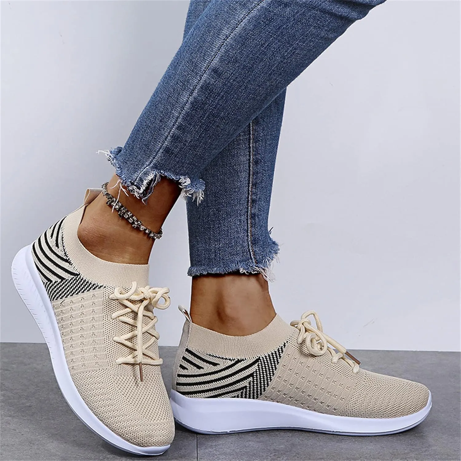 Lausiuoe Sneakers For Women Walking Shoes Slip On Comfort Light Weight Mesh Tennis Shoes Casual Sneakers for Gym Work