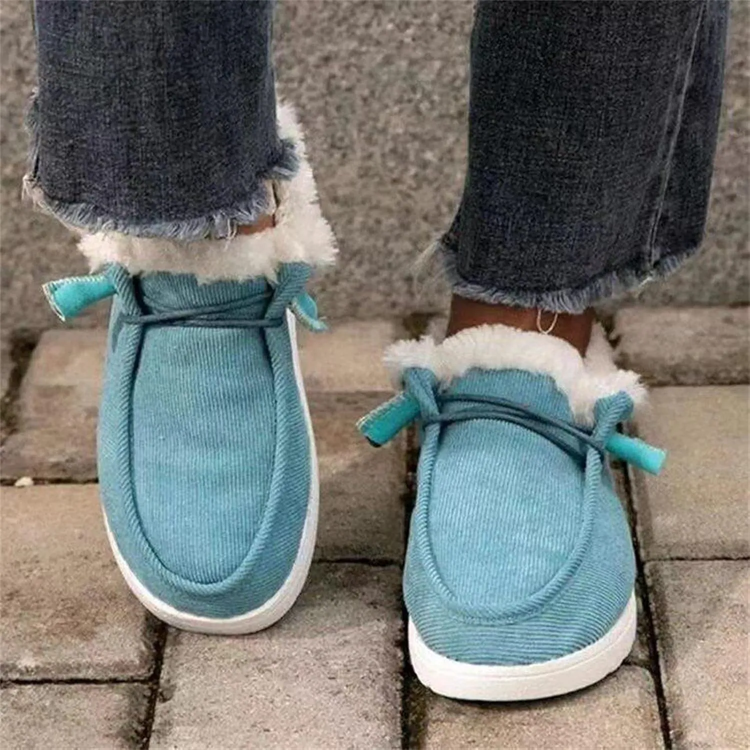 Lausiuoe Winter Boots For Women Fashion Snow Boots Anti-Slip Outdoor Loafers Shoes Warm Fur Lined Comfortable Fuzzy Booties