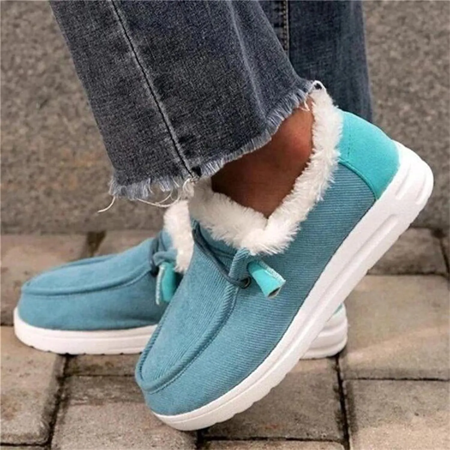 Lausiuoe Winter Boots For Women Fashion Snow Boots Anti-Slip Outdoor Loafers Shoes Warm Fur Lined Comfortable Fuzzy Booties