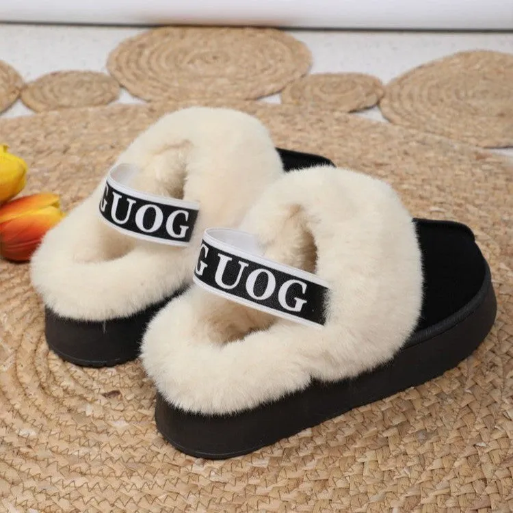 Low Top Fashion Thick Sole Warm Elastic Band Slip-On Casual Winter Shoes