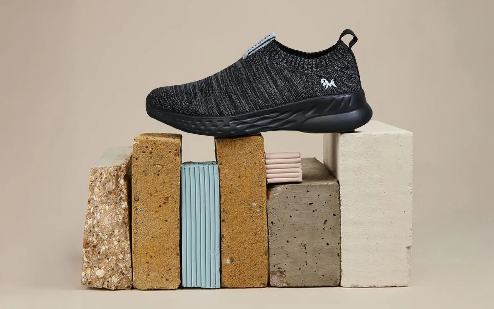 Melange Slip Ons : Black
