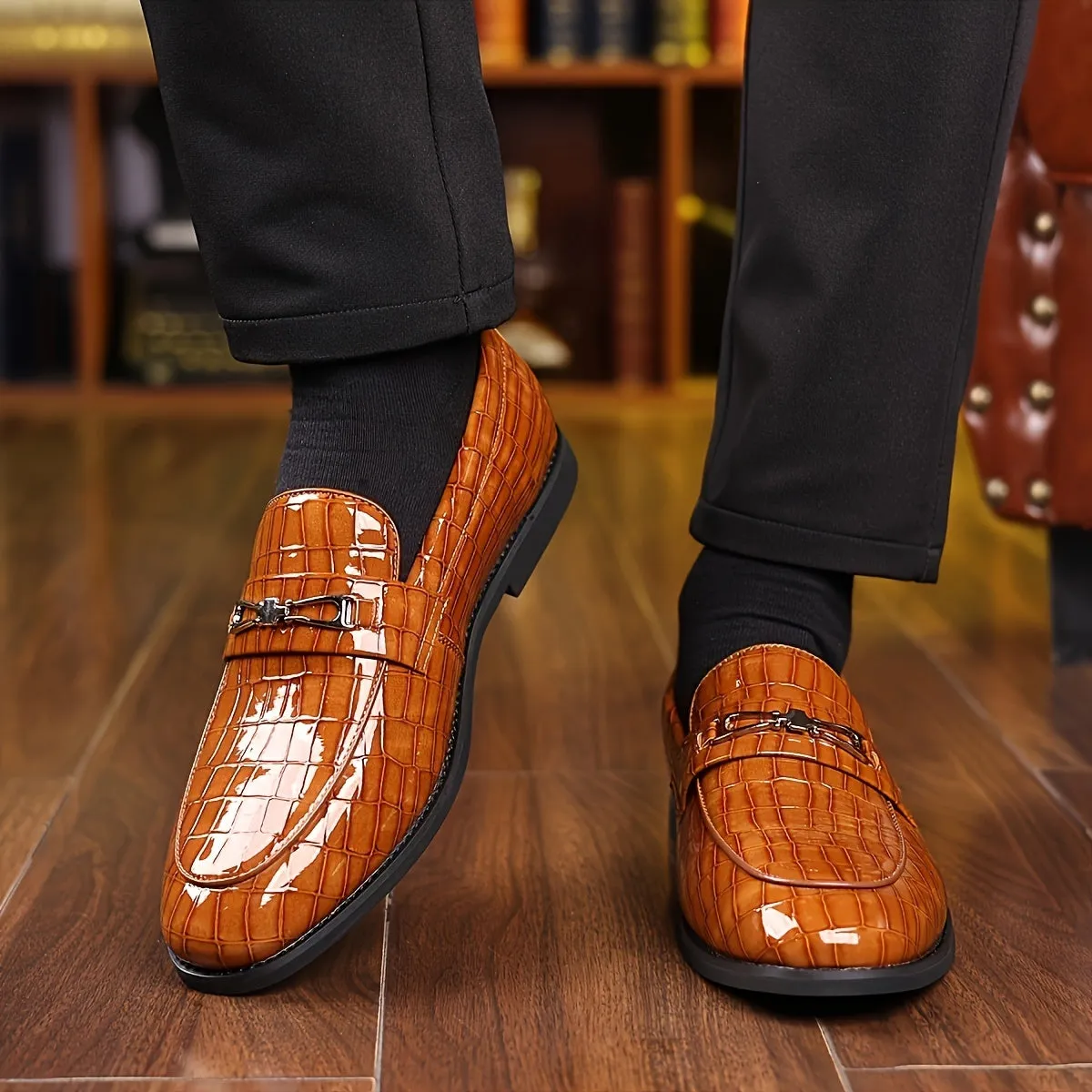Men's Stylish PU Leather Loafers Shoes With Rubber Sole
