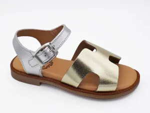 Metallic Leather Buckle Sandal