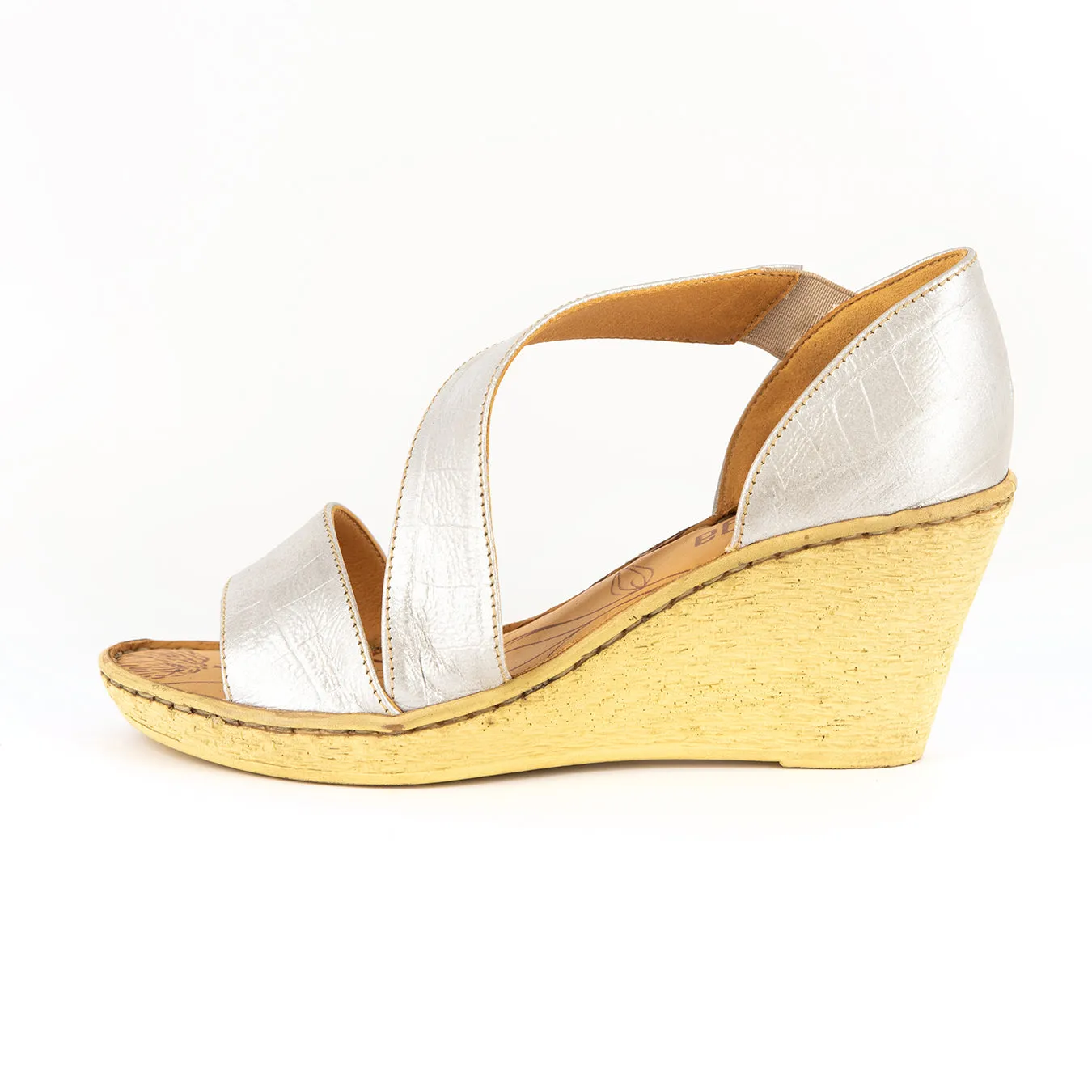Nompempe : Ladies Leather High-Heel Sandal in Steel Brio