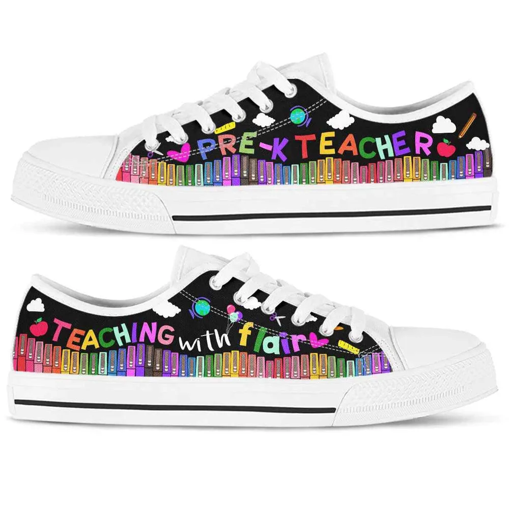 Pre K Teacher Teaching With Flair Low Top Shoes, Teacher Shoes, Low Top Sneakers
