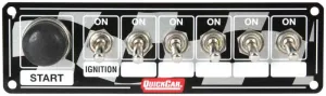 QuickCar ICP20.5 Ignition Race Panel - Ignition Switch w/ Start Switch & 5 Accessory Switches