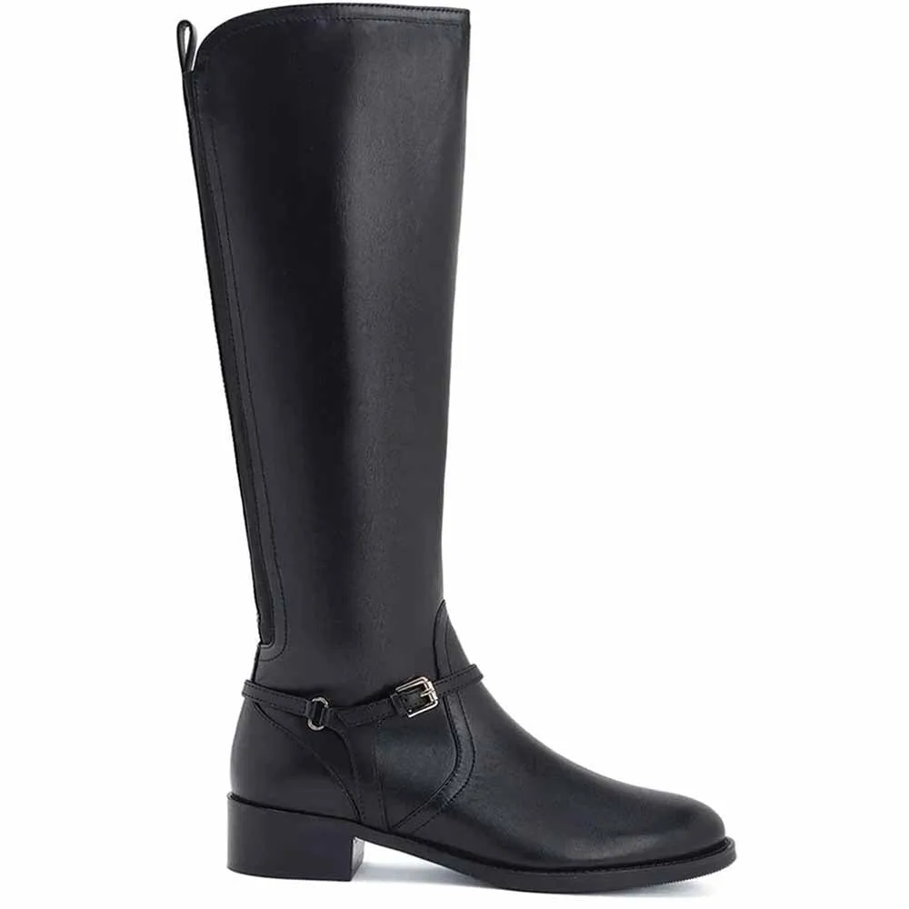 Saint G Women Black Stretch Suede Leather Knee High Boots
