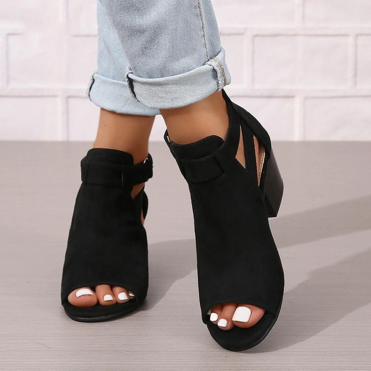 Sandal Heels Shoes for Women Sexy Women's Block Heels Boots Zip Back Ankle Tall High Heel for Women with Sexy