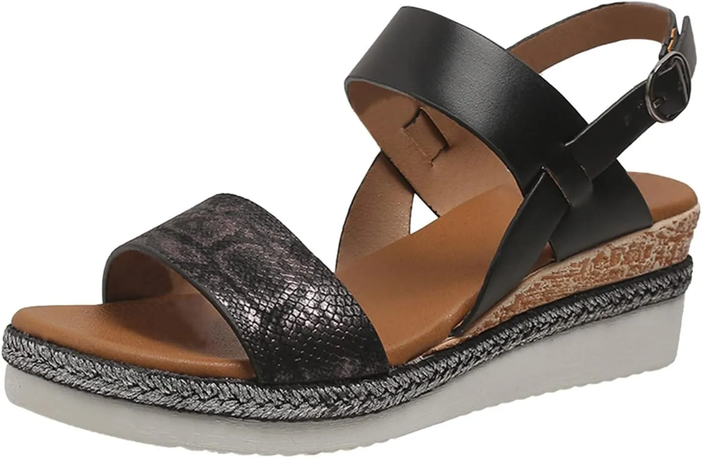 Sandals for Women 2025 Arch Support Wedge Sandals Ankle Strap Wide Width Orthopedic Shoe Open Toe Sankle Strap Platform Shoes Fish Mouth Comfortable Beach Summer Footwear