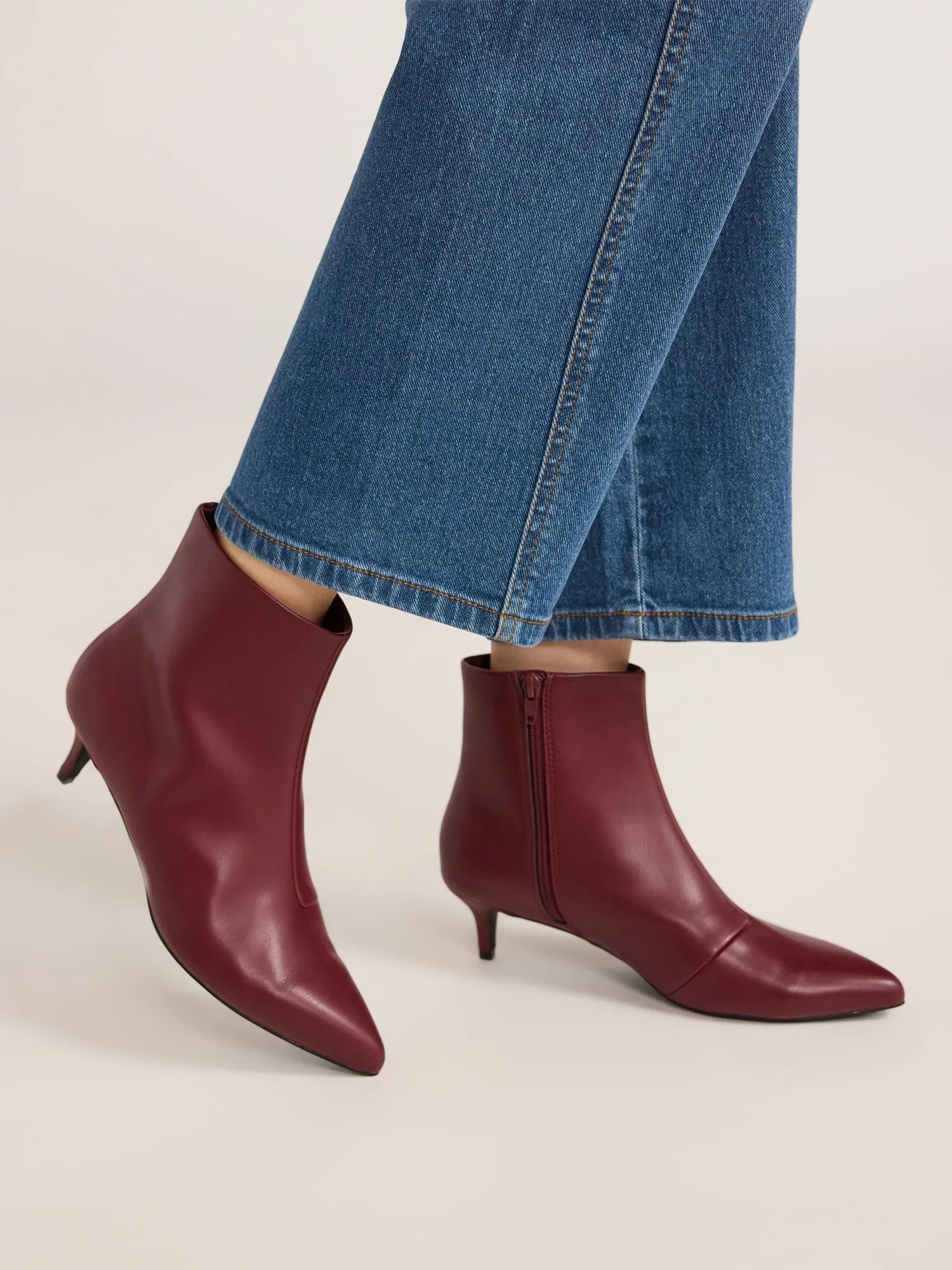 Scoop Women's Faux Leather Kitten Heel Ankle Boots