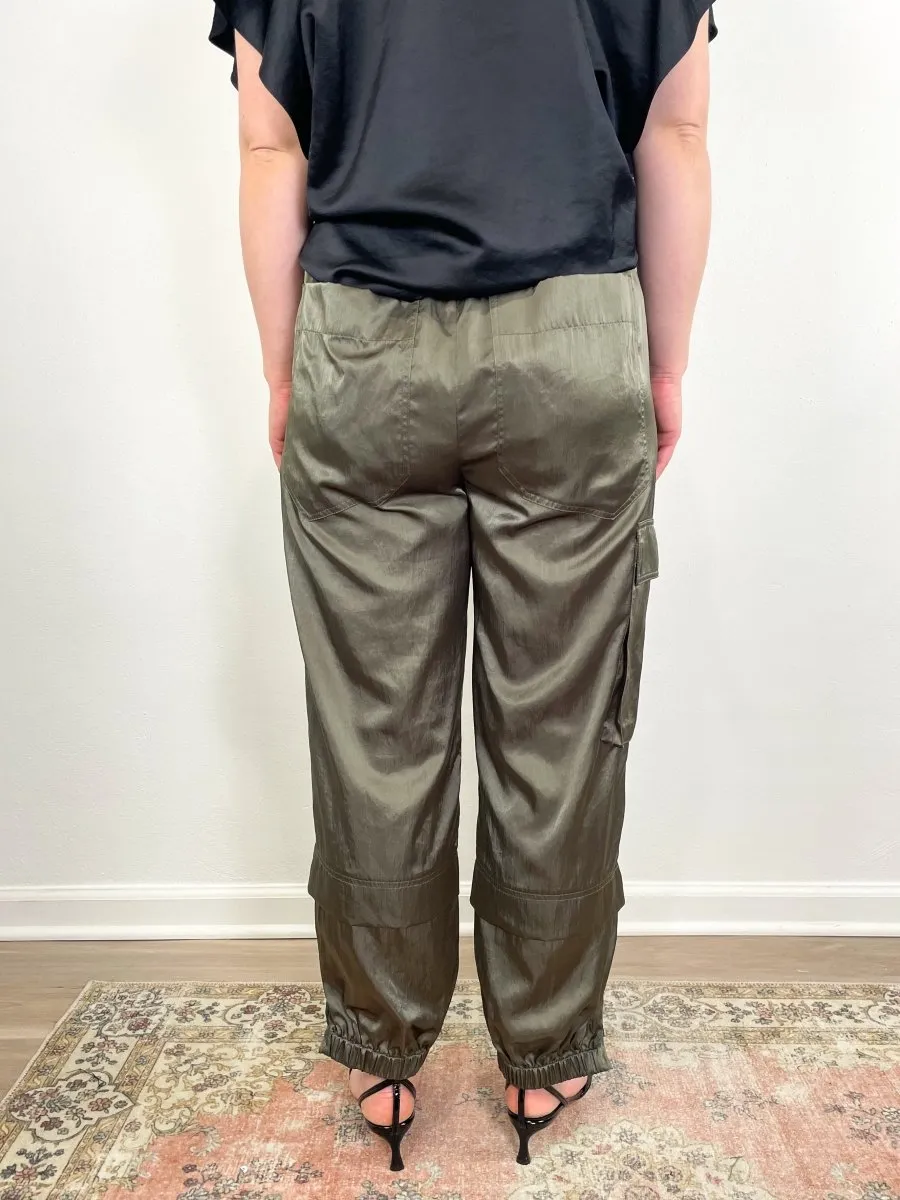 Shiny Nylon Wilt Pull On Jogger in Dune(Long)